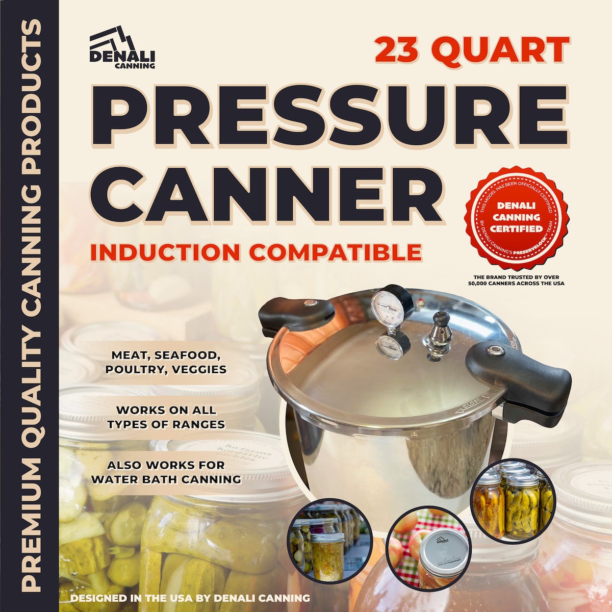 Denali Canning 23 Quart Pressure Canner & Cooker Induction Compatible