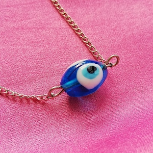 Evil Eye Necklace, Blue Evil Eye Pendant, Glass Eye, Evil Eye, Nazar Necklace, Evil Eye Gift, Evil Eye Charm, Evil Eye Choker, Gift For Her