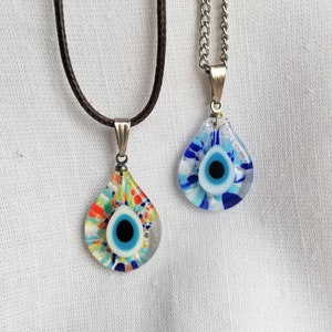 Evil Eye Necklace, Nazar Necklace, Blue Evil Eye Pendant, Glass Evil Eye, Evil Eye Gift, Murano Evil Eye Charm, Lucky Eye Choker Jewelry