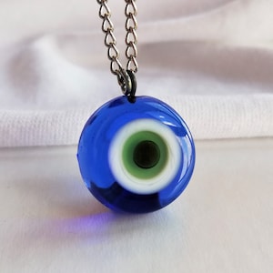 Evil Eye Necklace, Blue Glass Nazar Necklace, Green Evil Eye Pendant, Evil Eye Jewelry, Minimal Necklace, Nazar Charm, Evil Eye For Gift