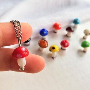 Mushroom Necklace, Glass Mushroom Charm Necklace, Forest Jewelry, Nature Accessory, Gift For Her, Red Mushroom Pendant, Valentine&#39;s Day Gift