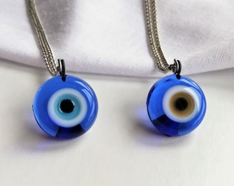 Boze oog ketting, Nazar ketting, bescherming ketting, blauwe boze oog hanger, glas boze oog sieraden, ronde Nazar charme, boze oog voor cadeau