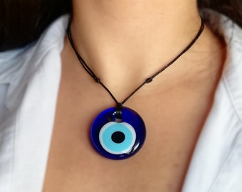 Evil Eye Necklace, Protection Jewelry, Lucky Eye Necklace, Turkish Glass Evil Eye Pendant Choker, Blue Evil Eye Charm, Nazar Necklace Gift