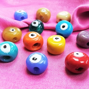 Evil Eye, Colorful  Evil Eye Beads, Nazar Boncuk, Evil Eye Supplies, Evil Eye Charm Beads, Glass Evil Eye Handmade Beads for Protection