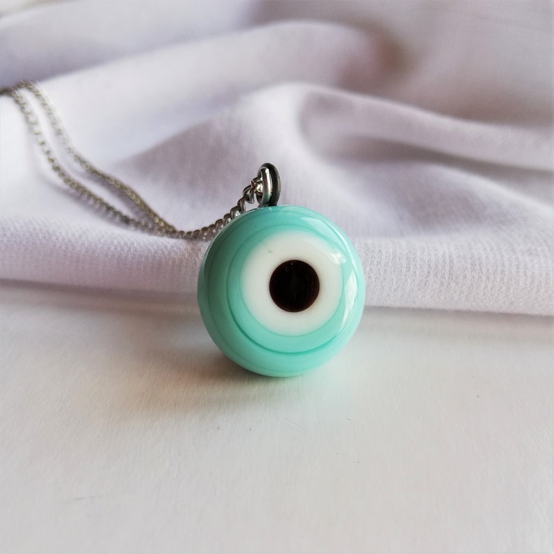 Evil Eye Necklace Unique Evil Eye Charm Green Necklace Etsy