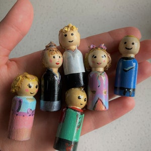 Personalized Custom Peg Dolls- Family, Friends, Celebrities, Characters, Endless Options Made to Order