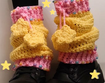 Starry Colors | Star and Rainbow-Bead Leg Warmers