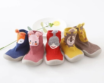 New Walkers: Animal Socks with Rubber Sole (0-24 months)