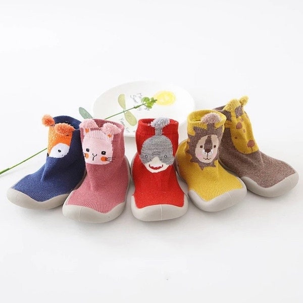 New Walkers: Animal Socks with Rubber Sole (0-24 months)