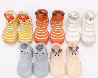 New Walkers: Animal Socks with Rubber Sole (0-24 months)