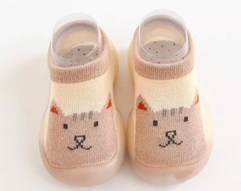 New Walkers: Cartoon Animal Socks with Rubber Sole (0-24 months)