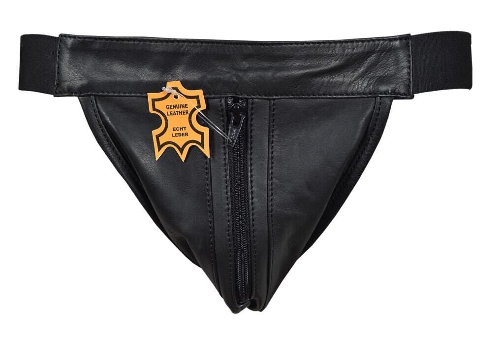 Mens Perforated Natural Leather Jock Strap Underwear Jockstrap Brief Button B#76