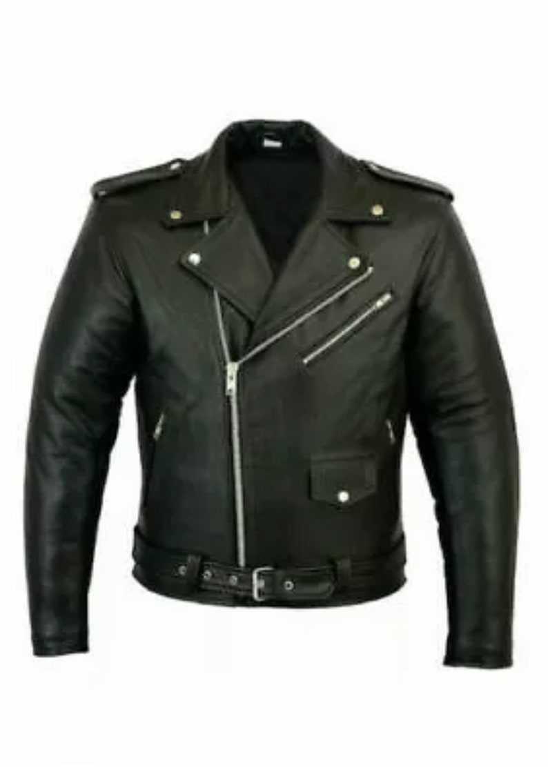 Perfecto Marlon Brando Men�??s Leather Jacket Motorcycle Black Biker Jacket - Etsy