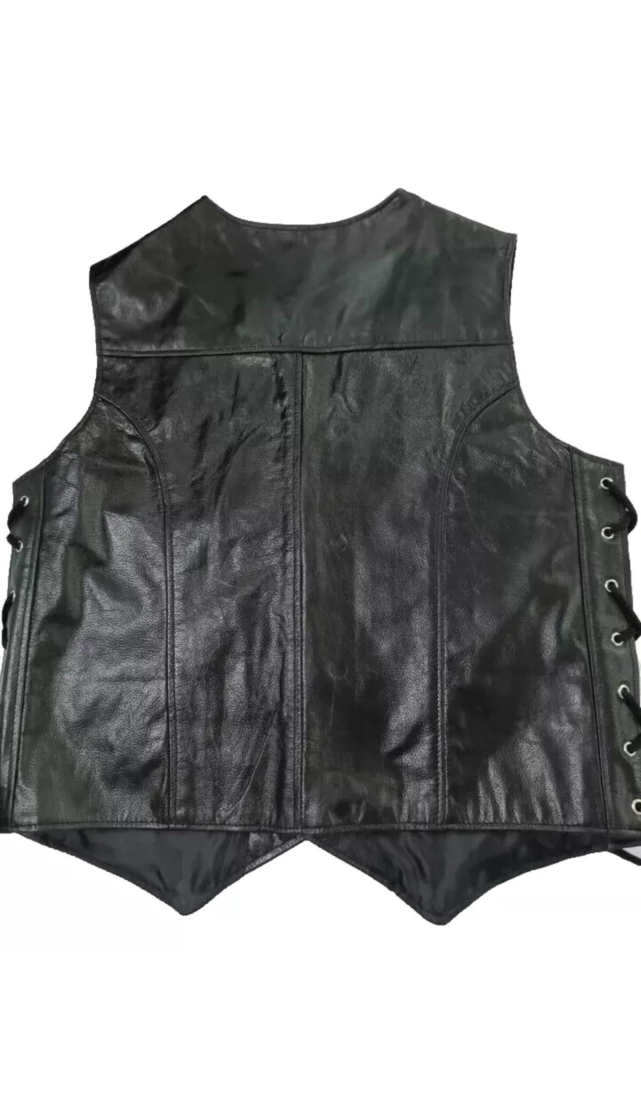 THEREDTHREAD S cow lace up vest black black