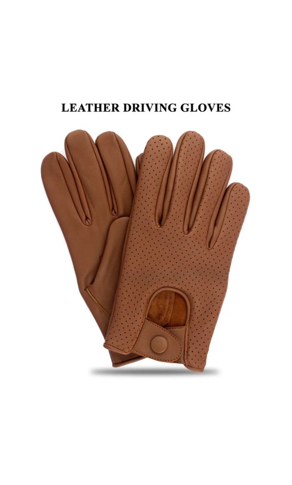 Men's Real Cow Mesh Leather Driving Fashion Dress Gloves Brown Color #A-4 -  Etsy