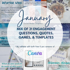31 January Social Media Engagement Graphics, New Years Graphics Canva Template, Social Selling, Direct Sales, Instagram Post, Facebook Posts