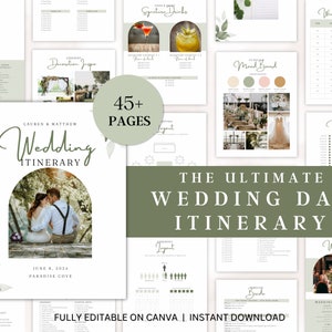 45+ Page Ultimate Wedding Day Itinerary, Printable Wedding Planner, Editable Template Canva, Digital Download, Wedding Planning Checklist