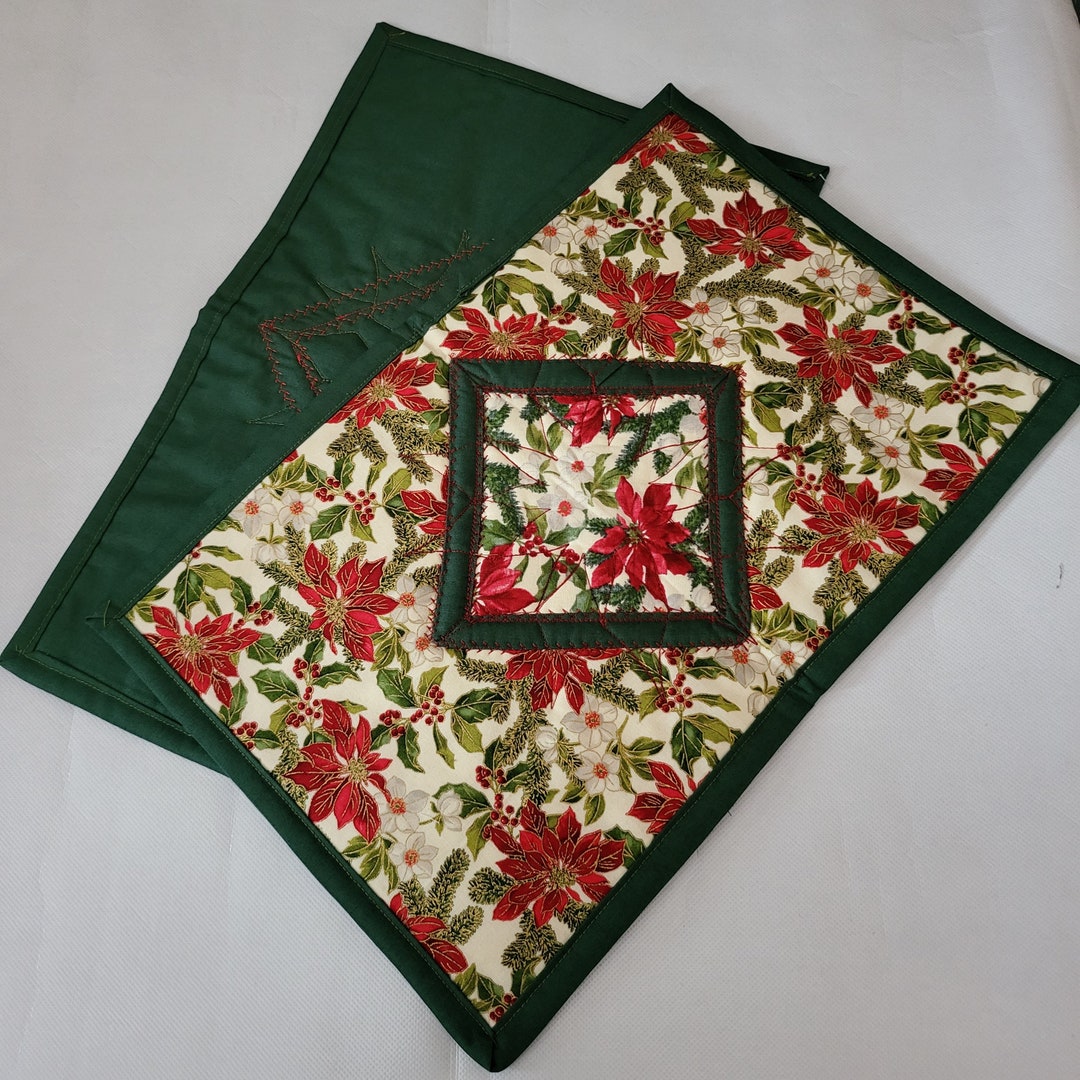 Set of Holiday Poinsettia Placemats Etsy