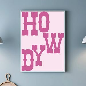 Pink Howdy Wall Art, pink western decor, dorm decor, girly western art, trendy wall decor, pink cowgirl art, cowgirl decor, coastal cowgirl