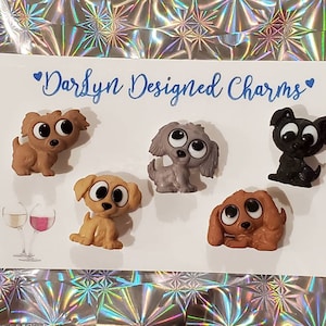 Puppy magnetic wine charms, 21st birthday gift,  Christmas gift, wine lover gift