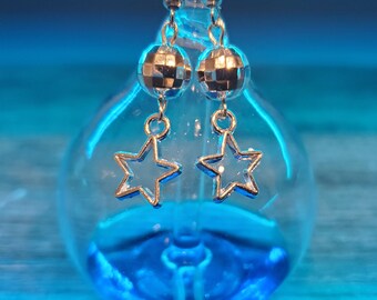 Mirrorball & Star Earrings: Retro Disco Party Accessories