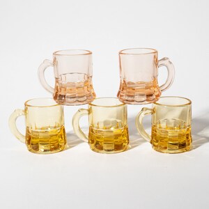 Vintage Amber & Pink Beer Stein Shot Glasses, 1960s image 6