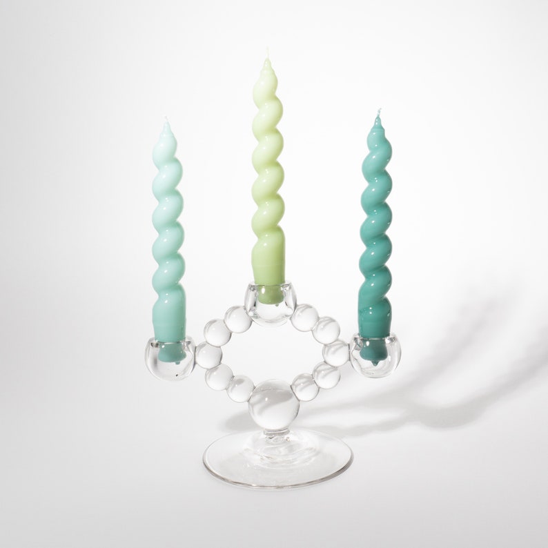 Vintage Bubble Glass Three Light Candelabra, 1970s image 1