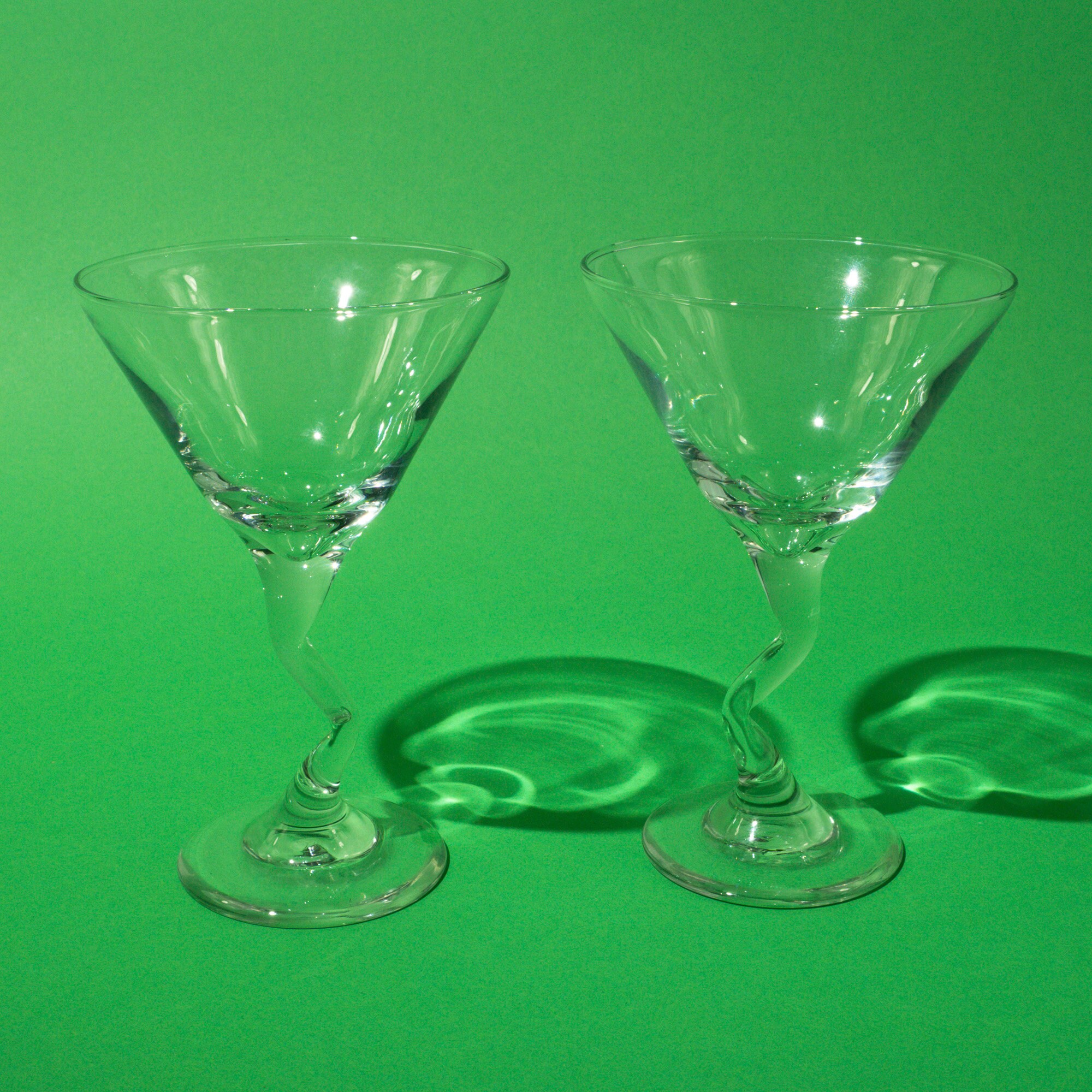 Vintage Curved Stem Martini Glasses, 1990s Etsy
