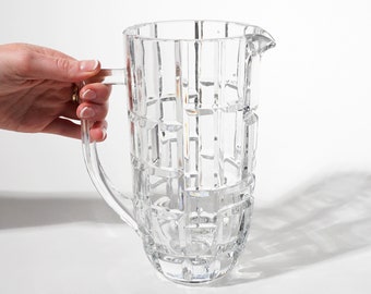 Vintage Heavy Crystal Pitcher, Mid-century Modern