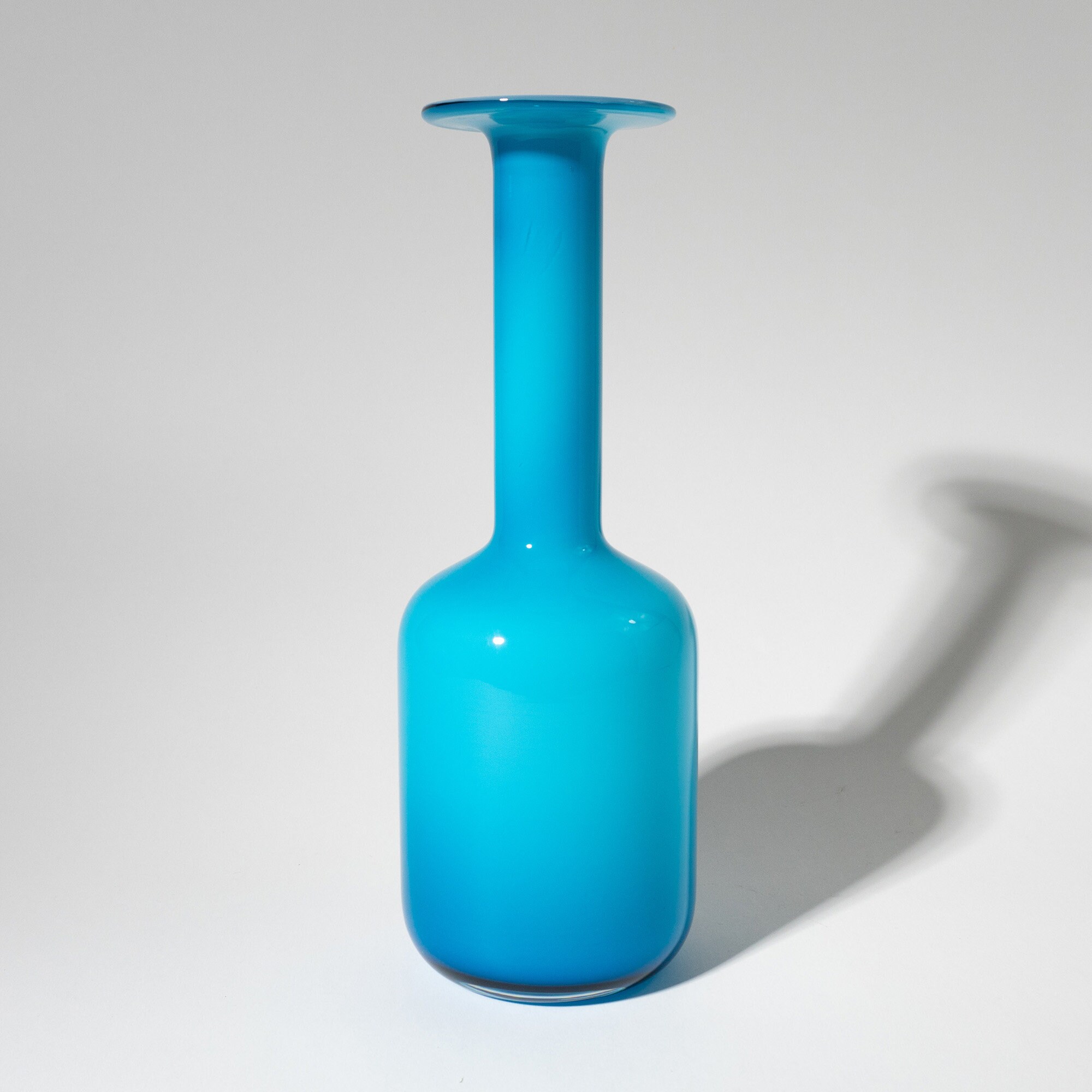 Vintage Blue Tall Glass Vase 1990s Etsy