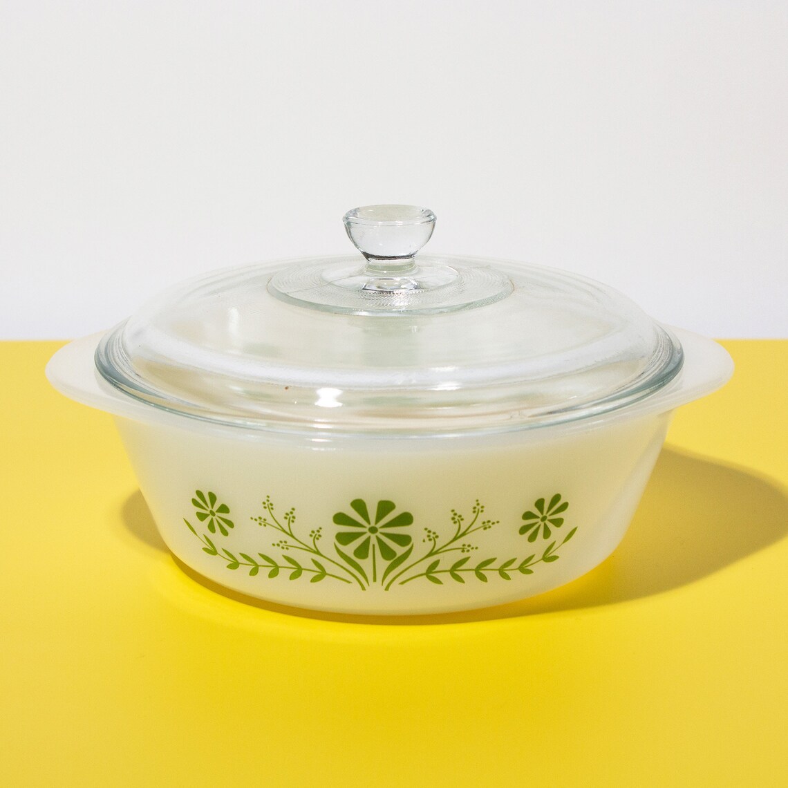 Vintage White Glasbake Covered Dish, 1970s, Ovensafe Casserole Dish