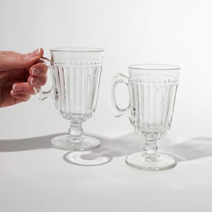 Vintage Clear Irish Coffee Mugs, 1960s Mid-century