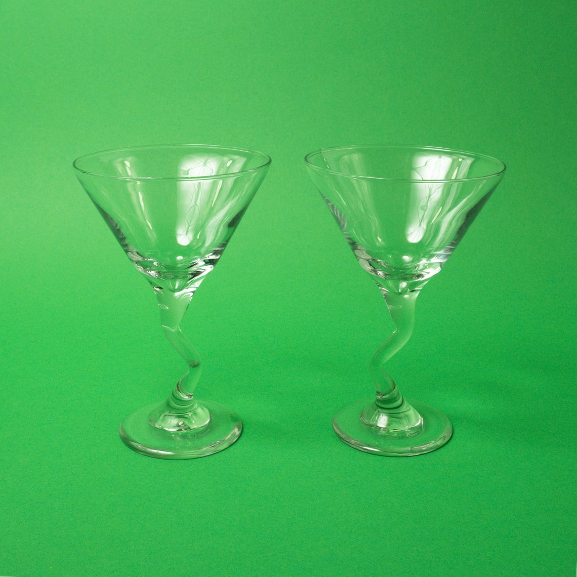 Vintage Curved Stem Martini Glasses, 1990s Etsy