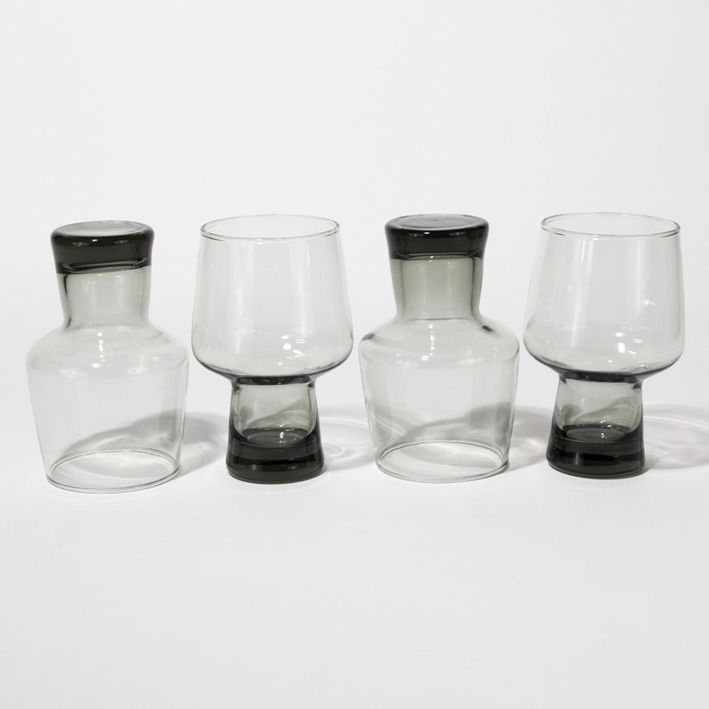 Vintage Gray Stackable Smoke Tumblers, 14oz Beer Steiners, 1980s image 1