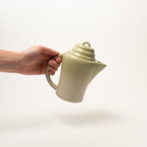 Vintage Ceramic Teapot, Green Gradient Ceramic Ripple Teapot image 3