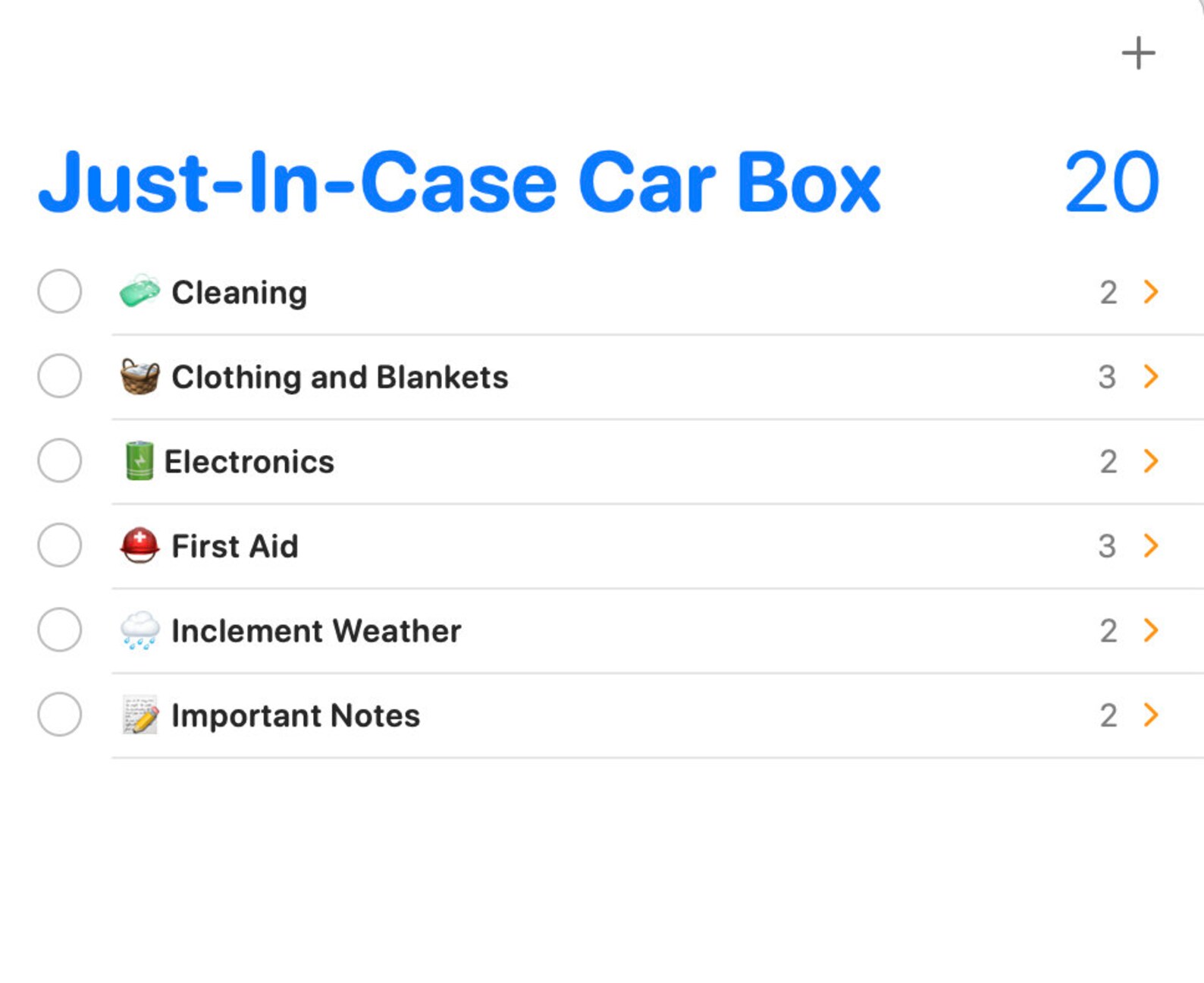 Justincase Car Box Checklist Etsy