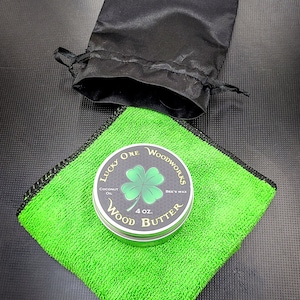 Wood Butter Gift Set: Organic Beeswax & Coconut Oil, Microfiber Towel