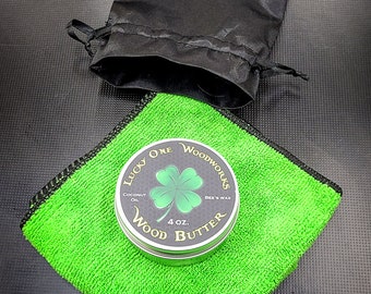 Wood Butter Gift Set: Organic Beeswax & Coconut Oil, Microfiber Towel