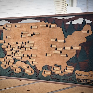 US National Parks Travel Map, personalisiertes Geschenk, US National Parks Marker, US Reisekarte, Familien Road Trip Tracker, Wohnkultur, Geschenk für Wanderer