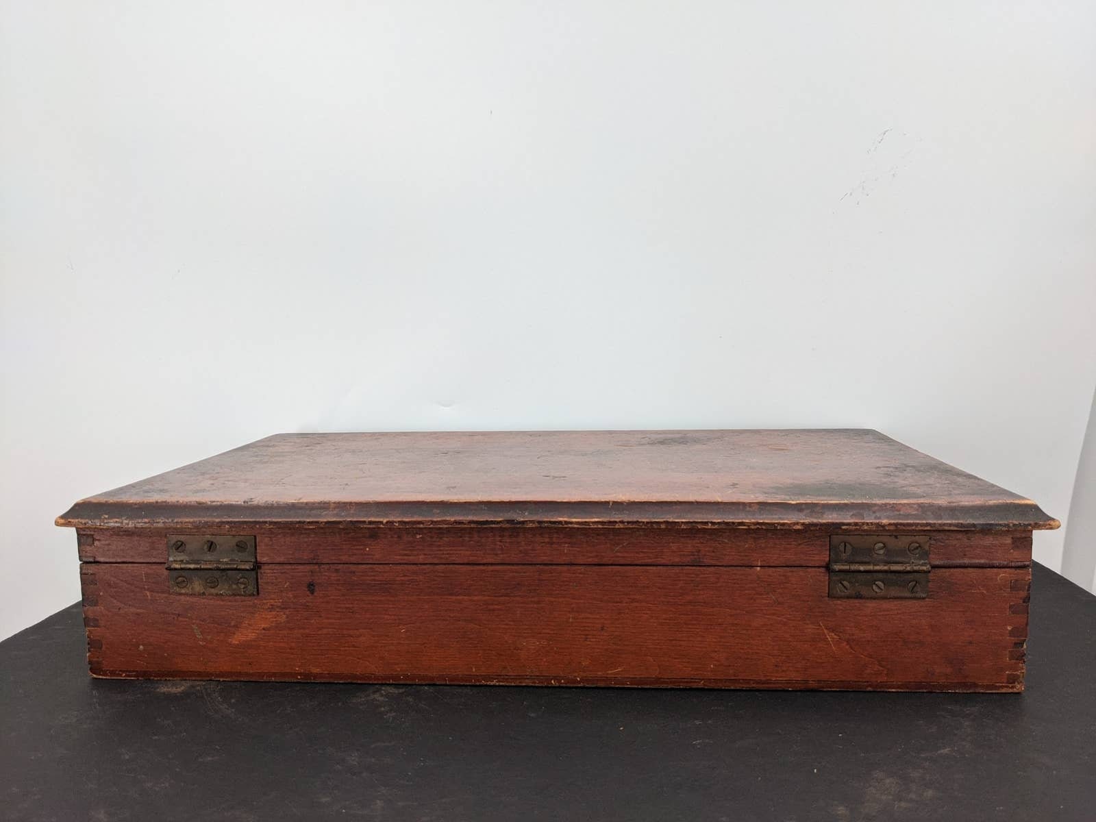 Antique Large Wooden Silverware Box Flatware Velvet Lining Etsy