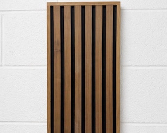 Paneles difusores acústicos de roble macizo, arte mural moderno para la difusión del sonido.