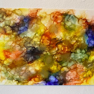 Pittura artistica con inchiostro ad alcool su carta yupo 10 x 7. Decorazione da parete astratta. Decorazione per la casa. unica nel suo genere. Rara da trovare. Spedizione gratuita.