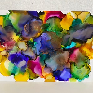 Pittura con inchiostro alcolico su carta yupo. Dipinto originale, Raro da trovare, Arte astratta, Arte moderna, Unico nel suo genere, Unico fatto a mano, Spedizione gratuita.