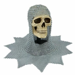 Medieval Butted 10 mm Aluminum Chainmail Hood Armor Face Zig Zag Dagged Shape Birthday Gift ,Anniversary Gift