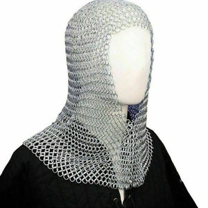 Butted 10 mm Chainmail Coif Head Hood Armor For Man, Aluminum SCA LARP Birthday Gift ,Anniversary Gift