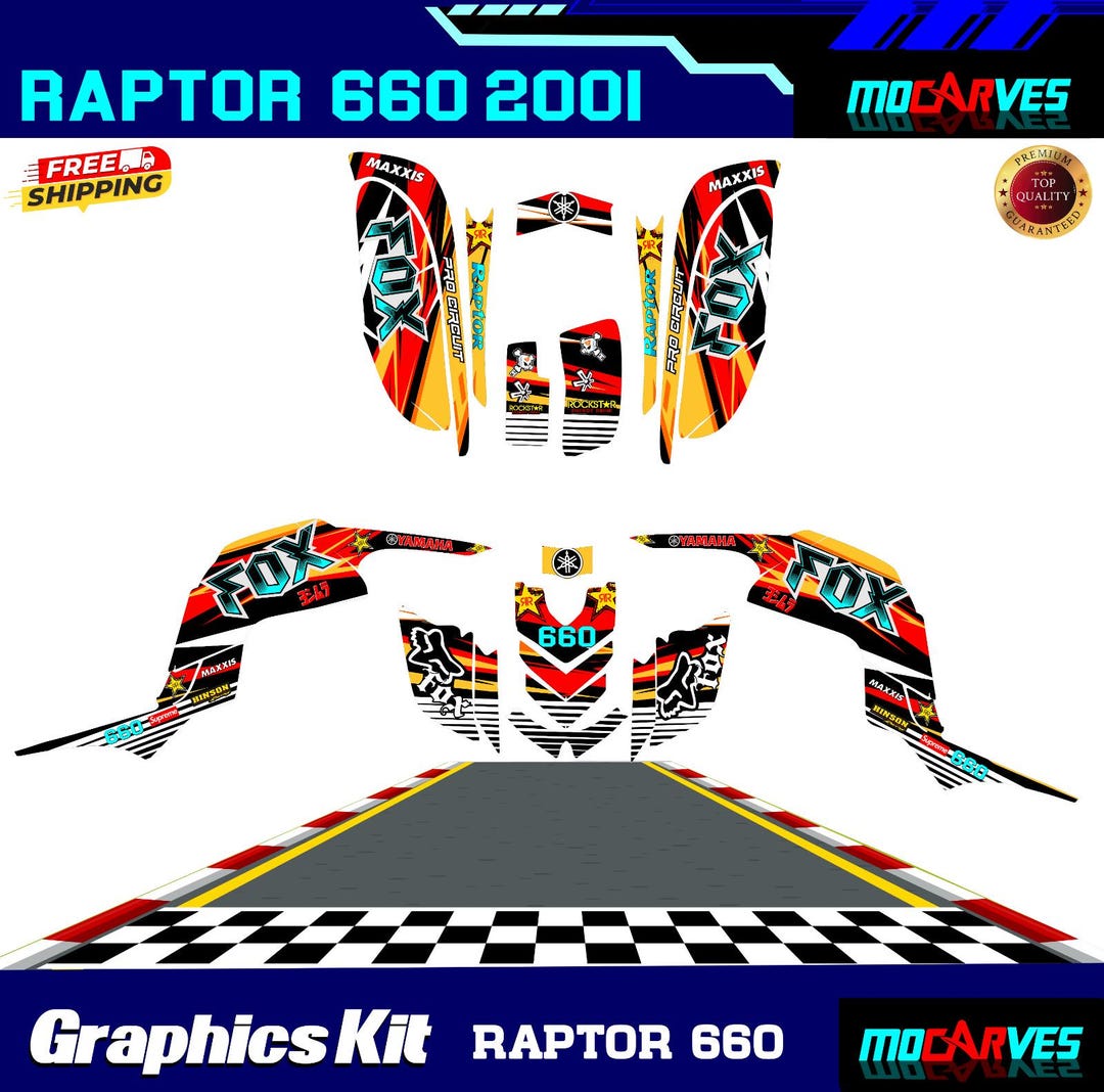 YAMAHA RAPTOR 660 660R Full Graphics Decals Stickers Kit atv - Etsy México
