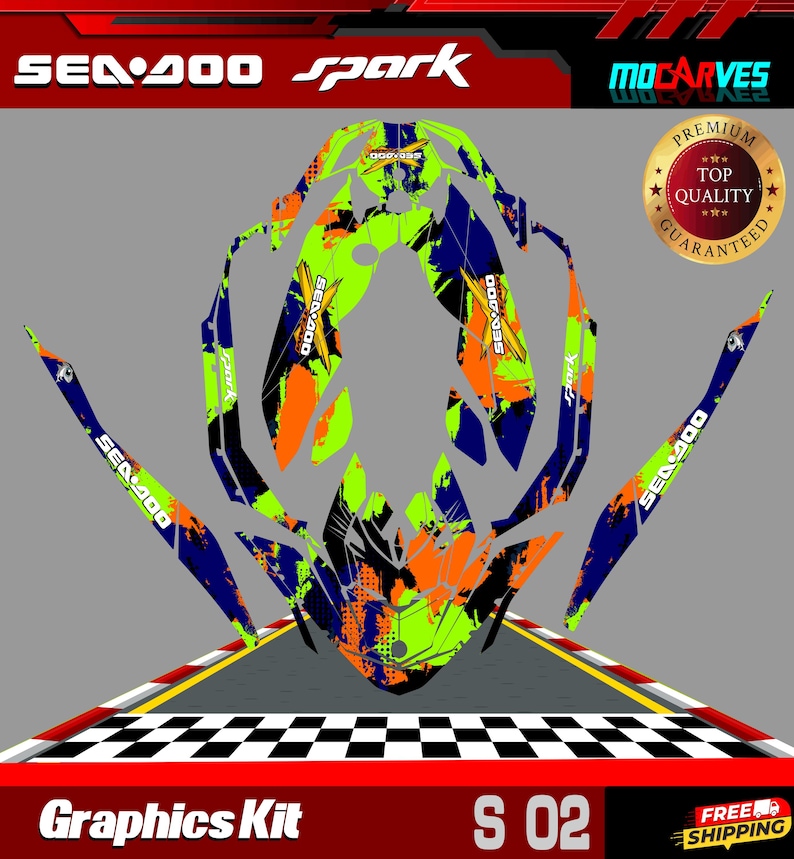 Fits SEA DOO SPARK Trixx 2 Up + 3up Graphics Kit Decals Spark Stickers Jet Ski imagen 1