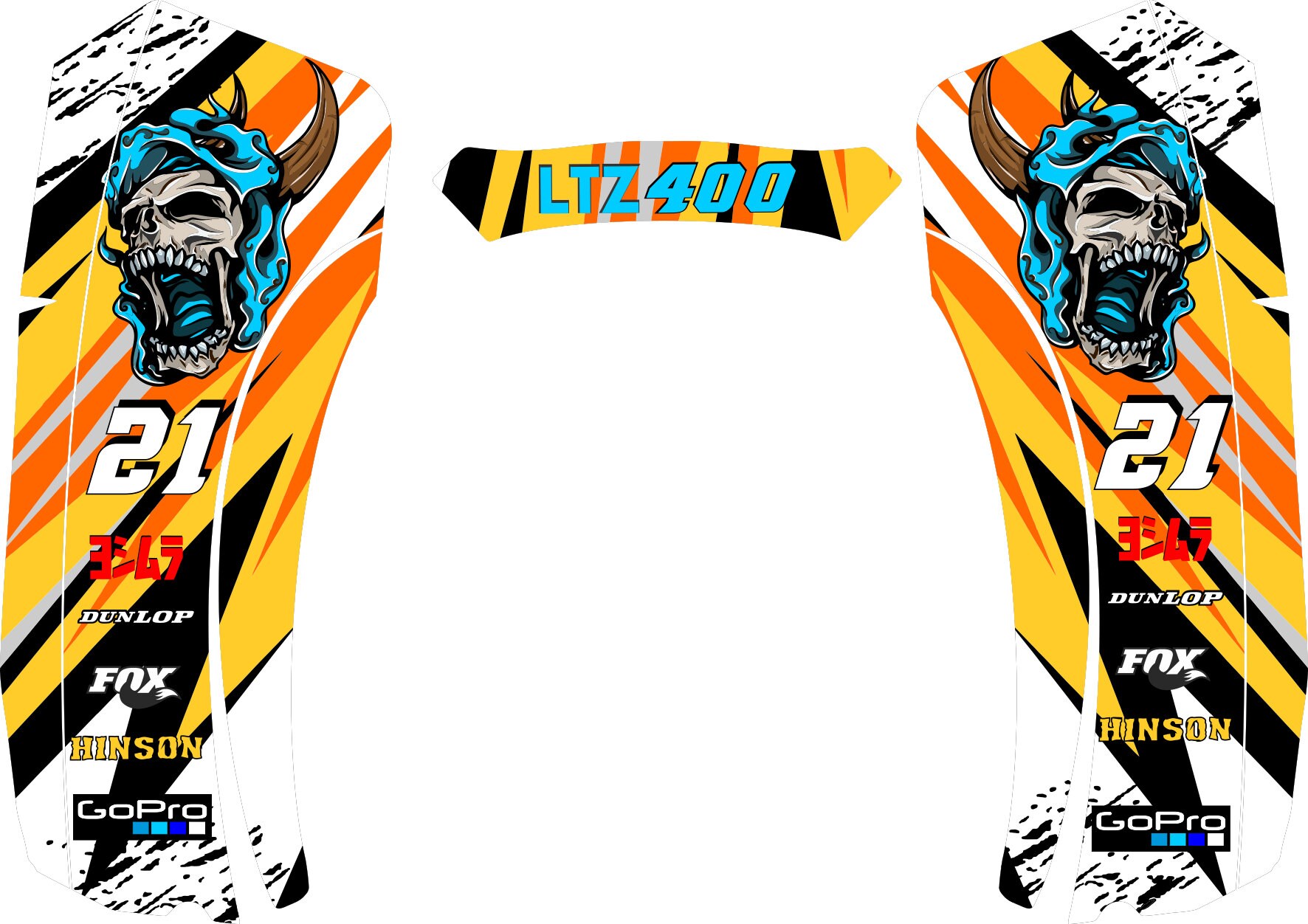 Kit Autocollants Graphiques Pour Suzuki LTZ 400 2003–2008 – Design Glossy, Pose Complète