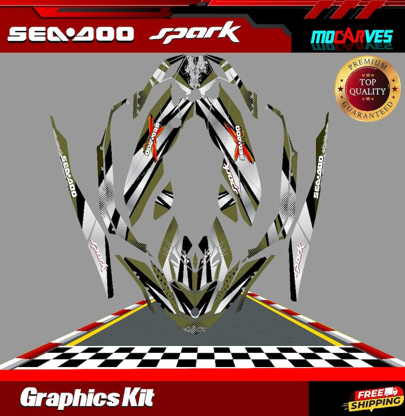 Kit déco autocollant Spark pour jet ski SEA DOO SPARK Trixx 2 et 3 places image 1