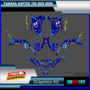 Fits Yamaha Raptor 700R Graphics Kit 2013 to 2023 Raptor700r Decals stickers atv